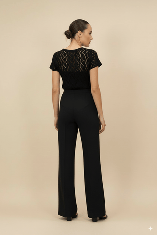 Top - Top m/m girocollo pizzo - Nero - vevi.it