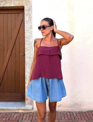 Top - Top piega schiena CVE318 - Rosso india - VEVI