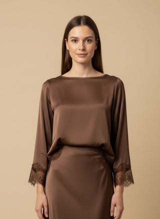 Top - Top raso bordo pizo - Marrone - vevi.it