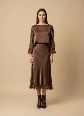 Top - Top raso bordo pizo - Marrone - vevi.it