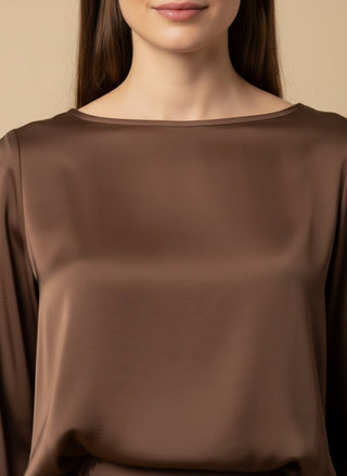 Top - Top raso bordo pizo - Marrone - vevi.it