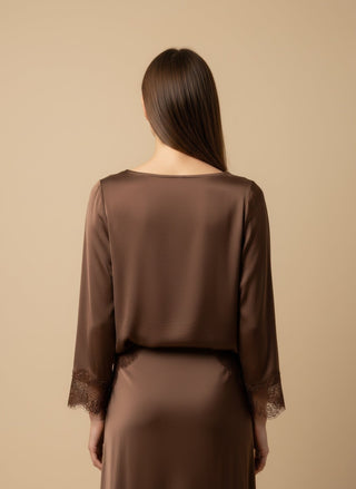 Top - Top raso bordo pizo - Marrone - vevi.it