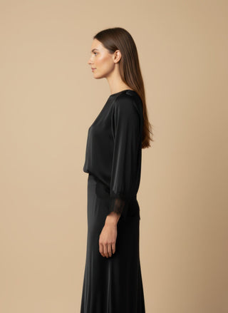 Top - Top raso bordo pizo - Nero - vevi.it