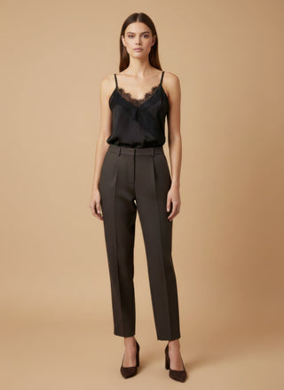 Top - Top raso con pizzo - Nero - vevi.it