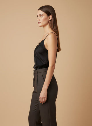 Top - Top raso con pizzo - Nero - vevi.it