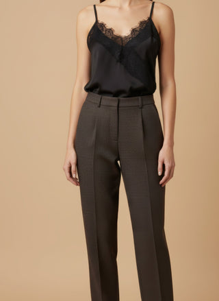 Top - Top raso con pizzo - Nero - vevi.it