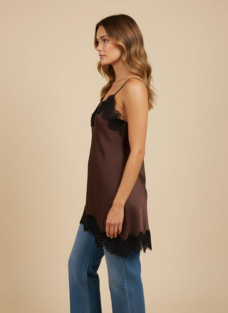 Top - Top satin bordo pizzo viscosa - Moro - vevi.it