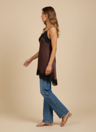 Top - Top satin bordo pizzo viscosa - Moro - vevi.it