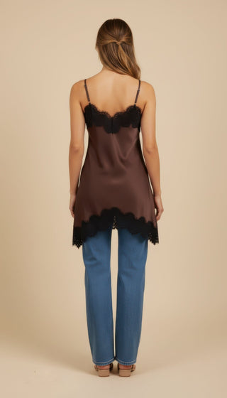 Top - Top satin bordo pizzo viscosa - Moro - vevi.it