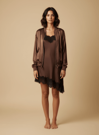 Top - Top satin bordo pizzo viscosa - Moro - vevi.it